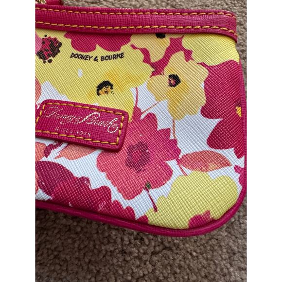 Dooney & Bourke Y2K Floral Wristlet Coin Purse Pink Yellow Garden Fairy Cottage - Picture 7 of 8